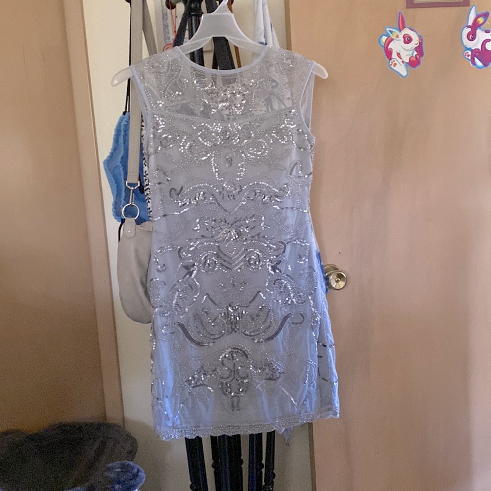 Beaded Silver Flapper Dress